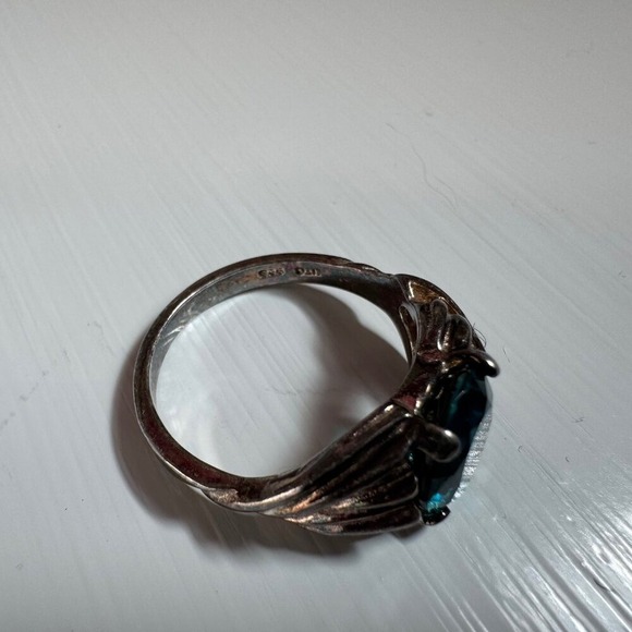 Vintage Estate Ring Blue Topaz Color 925 Sterling Silver Women's Sz 8.75/9 - Picture 3 of 7
